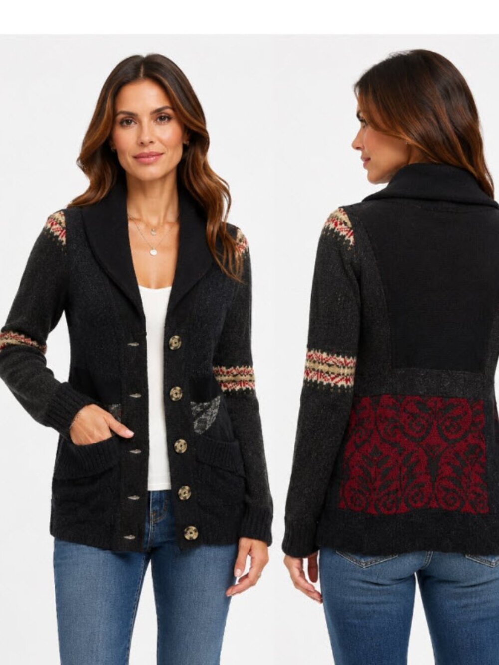 Preloved Canada Handcut Wool Cardigan Sz M | Patchwork Knit Sweater Jacket